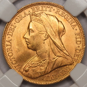 1896 Victoria Old Head Sovereign Uncirculated Grade. NGC Mint State 64