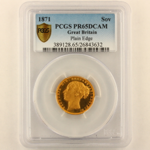 1871 Victoria Sovereign FDC Uncirculated. PCGS - PR65 DCAM