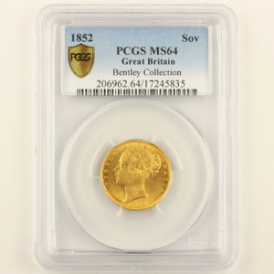 1852 Victoria Sovereign Choice uncirculated Grade. PCGS - MS64