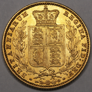 1858 Victoria Sovereign Uncirculated Grade. PCGS - MS63