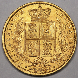 1869 Victoria Sovereign Brilliant Uncirculated. PCGS - MS65
