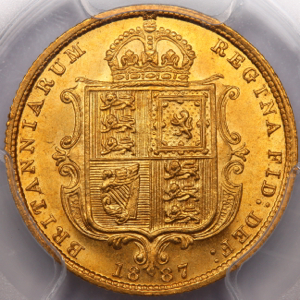 1887 Victoria Jubilee Head Half Sovereign Brilliant Uncirculated. PCGS - MS65