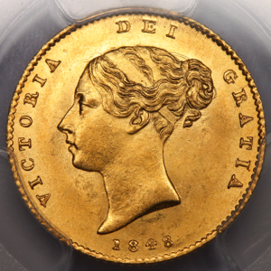 1848 Victoria Half Sovereign Choice Uncirculated. PCGS - MS64