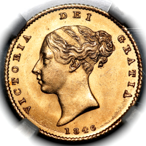 1846 Victoria Half Sovereign Choice Uncirculated. PCGS - MS64
