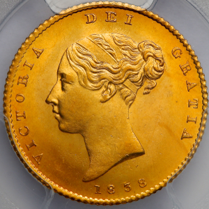 1838 Victoria Half Sovereign Brilliant Uncirculated. PCGS - MS65