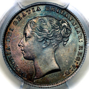1865 Victoria Shilling Brilliant Uncirculated. PCGS - MS65+
