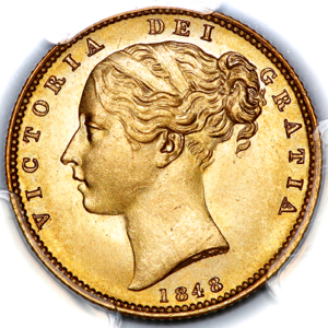 1848 Victoria Sovereign Choice Uncirculated. PCGS - MS64+