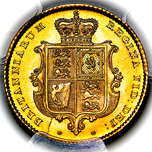 1842 Victoria Half Sovereign Brilliant Uncirculated. PCGS - MS65