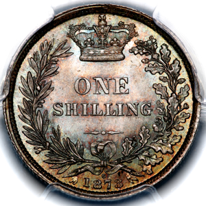 1873 Victoria Shilling Brilliant Uncirculated. PCGS - MS65