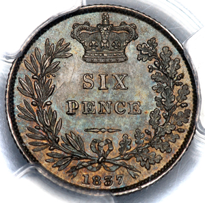 1837 William IV Sixpence PCGS - MS64
