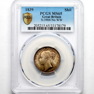 1839 Victoria Shilling PCGS - MS65