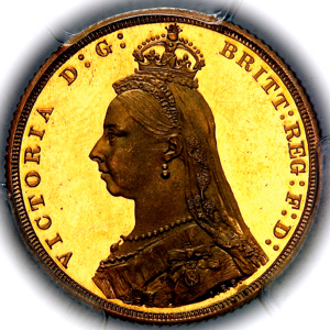 1887 Victoria Jubilee Head Proof Sovereign PCGS - PR63+ DCAM