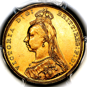 1892 Victoria Jubilee Head Sovereign Choice uncirculated grade. PCGS - MS64