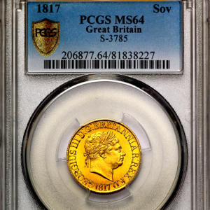 1817 George III Sovereign Choice Uncirculated. PCGS - MS64
