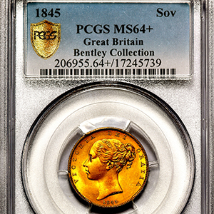 1845 Victoria Sovereign Choice Uncirculated. PCGS - MS64+