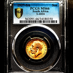 1927 George V Sovereign Practically FDC. PCGS - MS66