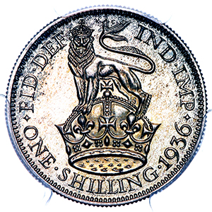 1936 George V Proof Shilling Practically FDC. PCGS - PR66