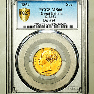 1864 Victoria Sovereign Practically FDC. PCGS - MS66
