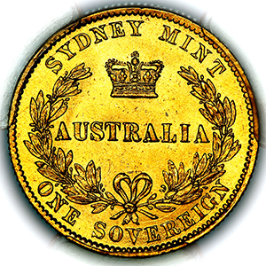 1870 Australian Sovereign Uncirculated. PCGS - MS63