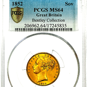 1852 Victoria Sovereign Choice Uncirculated. PCGS - MS64
