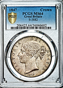 1847 Victoria Crown Choice uncirculated. PCGS - MS64