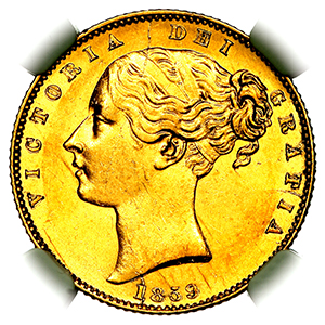 1859 Victoria Sovereign Extremely Fine. NGC - AU58