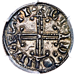 1042-1066 Edward The Confessor Penny Uncirculated grade. PCGS - Mint State 63