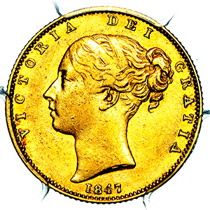 1847 Victoria Sovereign PCGS - AU53