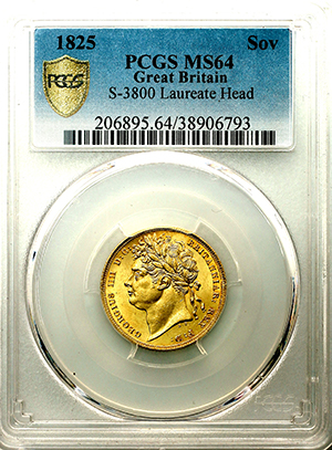 1825 George IV Sovereign Choice uncirculated. PCGS - MS64