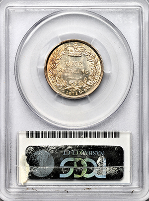 1872 Victoria Shilling Practically FDC. PCGS - MS66+