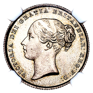 1842 Victoria Shilling Practically FDC. PCGS - MS66+