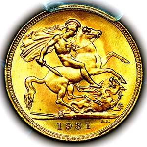 1931 George V Sovereign Brilliant uncirculated. PCGS - MS66