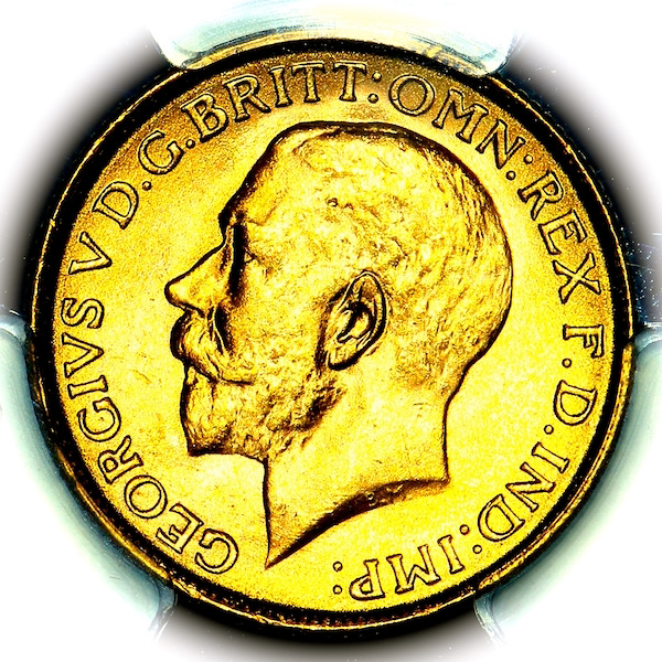 1918 George V Sovereign Brilliant uncirculated. PCGS - MS65