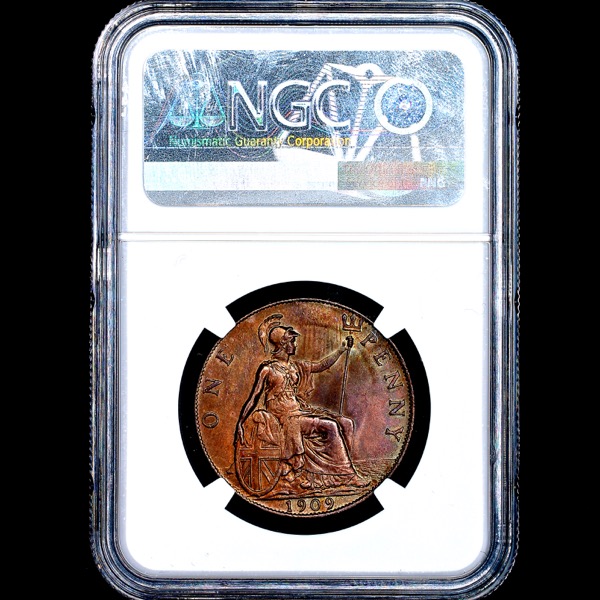 1909 Edward VII Penny Brilliant uncirculated. NGC - MS66 BN