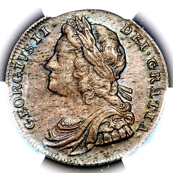 1728 George II Shilling Uncirculated. PCGS - MS63