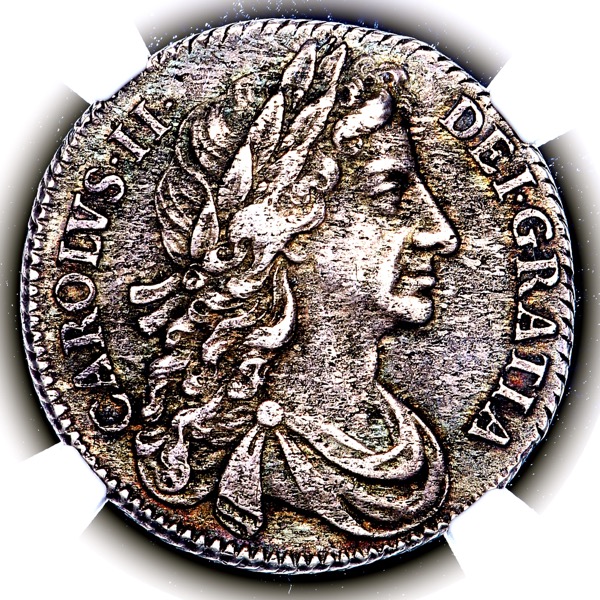 1683 Charles II Shilling NGC - About Uncirculated 50