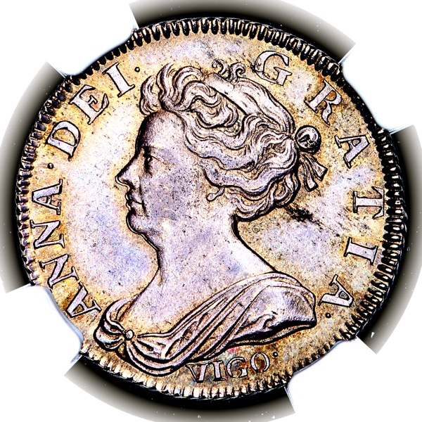 1703 Anne Shilling Uncirculated. NGC - MS63