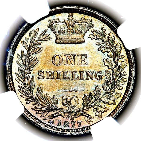 1877 Victoria Shilling Brilliant Uncirculated. NGC - MS66