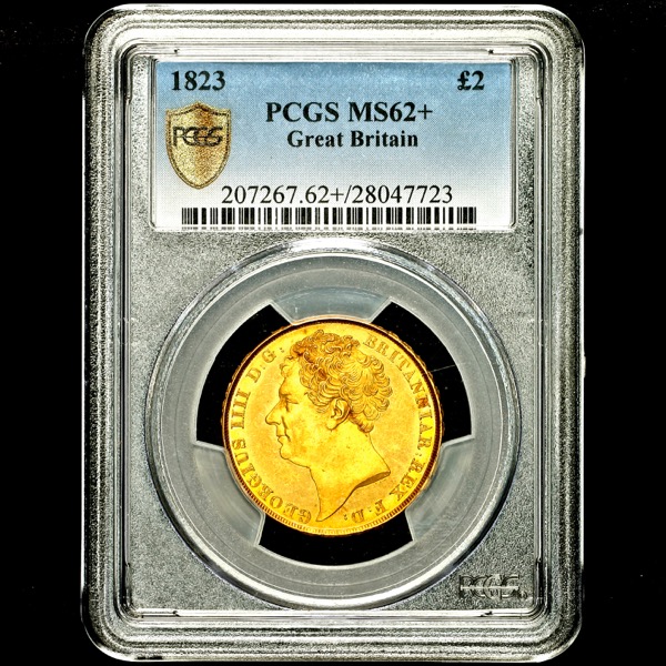 1823 George IV Two Pounds Practically Uncirculated. NGC - MS62+