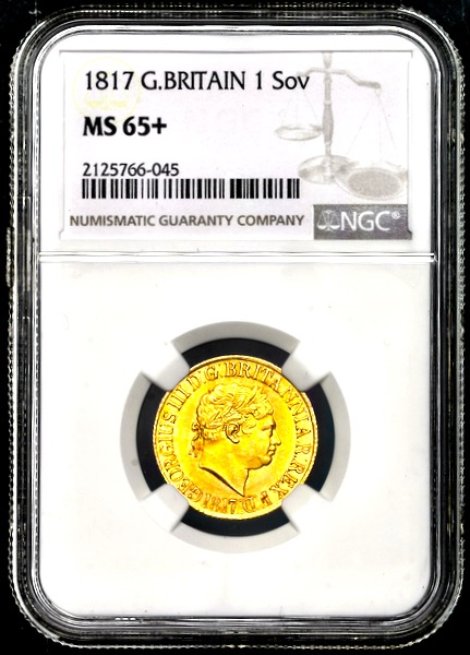 1817 George III Sovereign Brilliant Uncirculated. NGC - MS65+