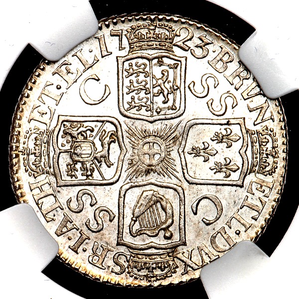 1723 George I Shilling Choice Uncirculated. NGC - MS64