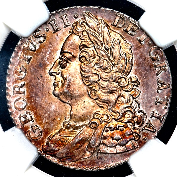 1750 George II Shilling Brilliant Uncirculated. NGC - MS66