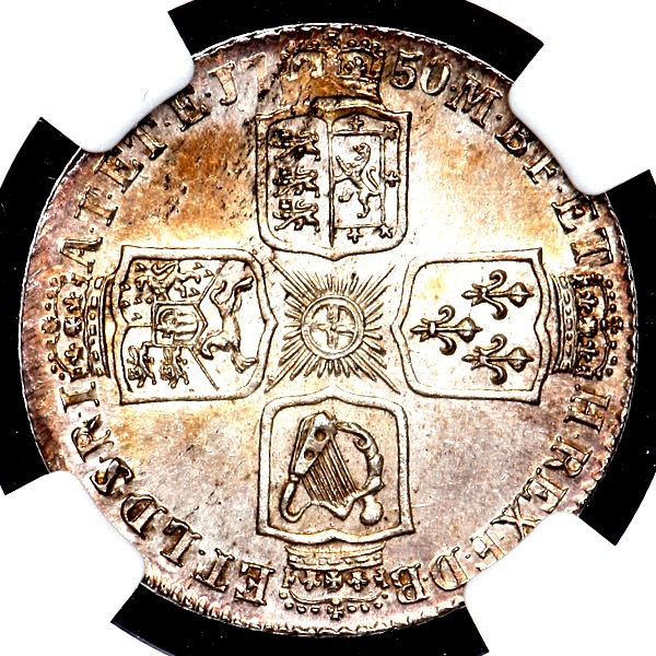 1750 George II Shilling Brilliant Uncirculated. NGC - MS66