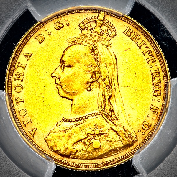 1888 Victoria Jubilee Head Sovereign PCGS - AU53