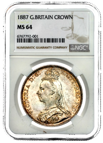 1887 Victoria Jubilee Head Crown Choice Uncirculated. NGC - Mint State 64