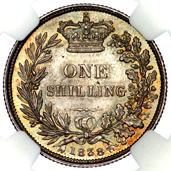 1838 Victoria Shilling Choice Uncirculated. NGC - MS64