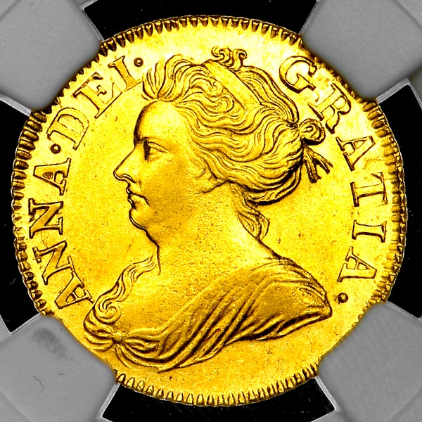 1711 Anne Half Guinea Uncirculated. NGC - MS63