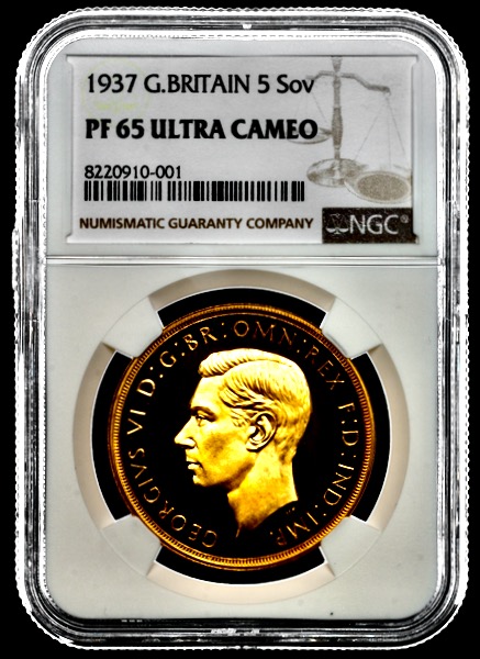 1937 George VI Proof Five Pounds NGC - PF65 ULTRA CAMEO