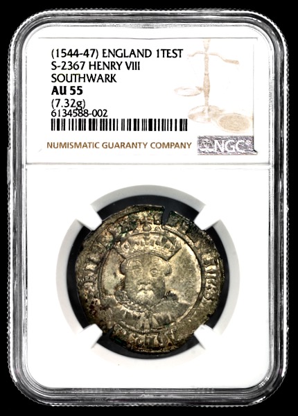 1544-47 Henry VIII Testoon NGC - AU55