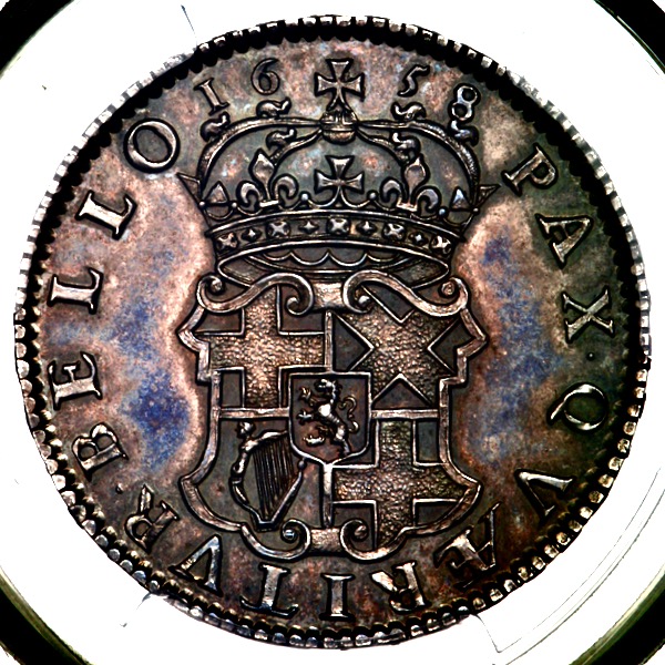 1658 Oliver Cromwell Halfcrown Uncirculated. PCGS - MS63